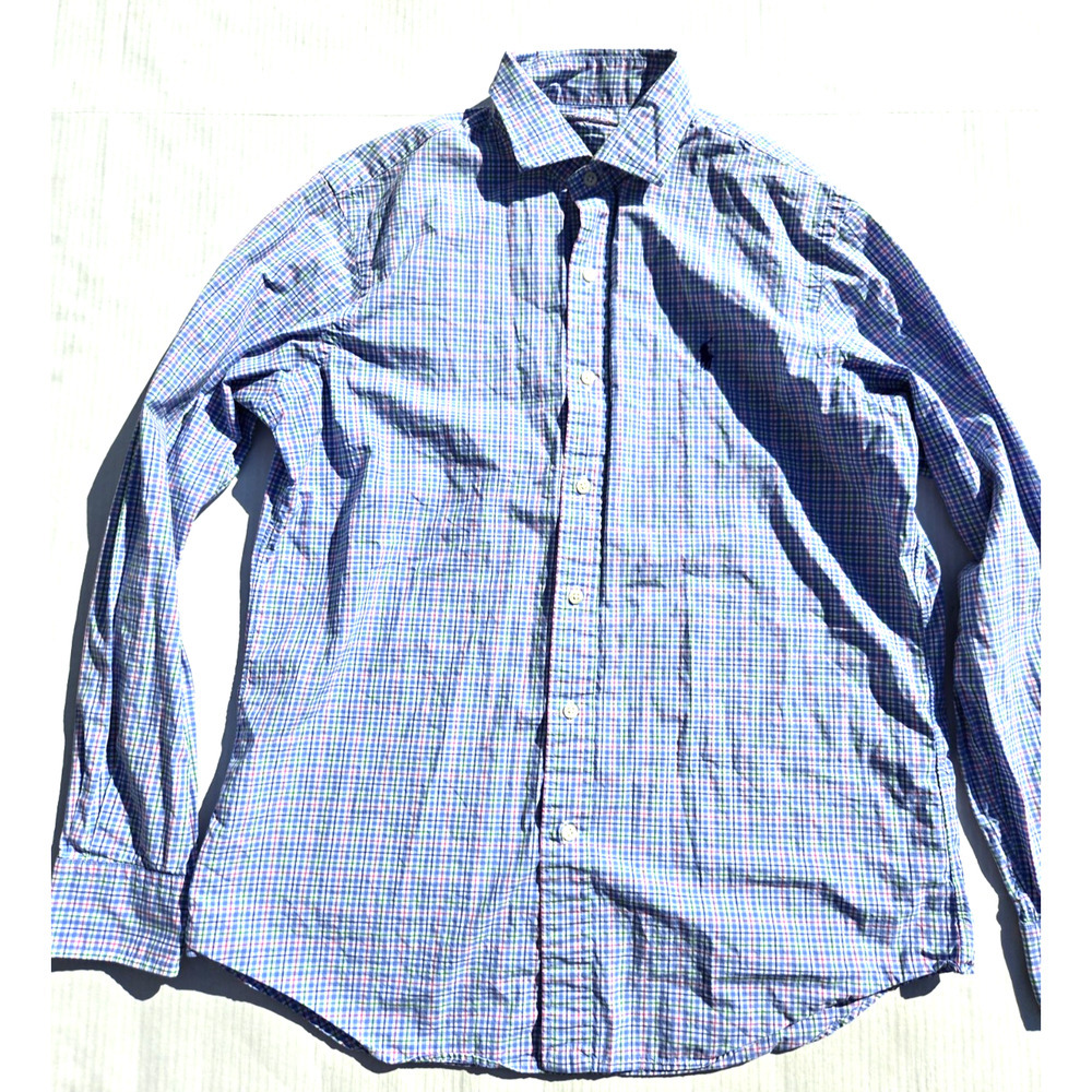 Ralph Lauren Plaid Long Sleeve Button Up Shirt Medium White‎ Pink Easter